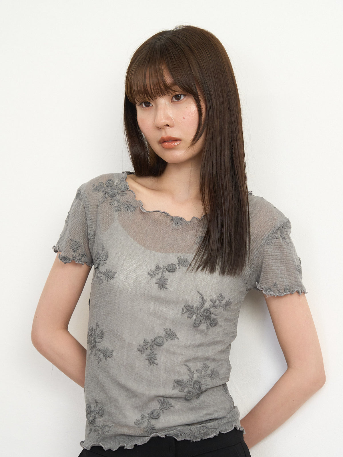 flower sheer tops