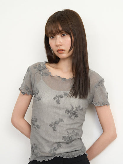 flower sheer tops