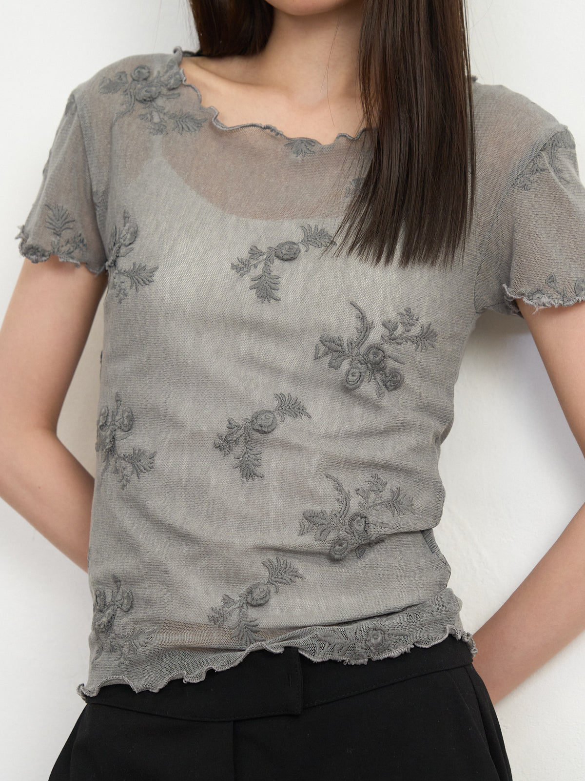 flower sheer tops