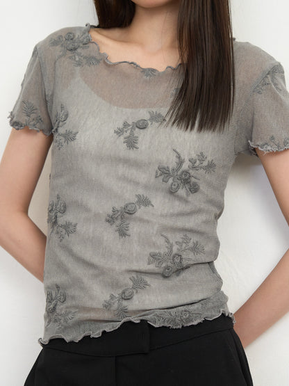flower sheer tops