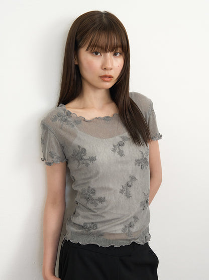 flower sheer tops