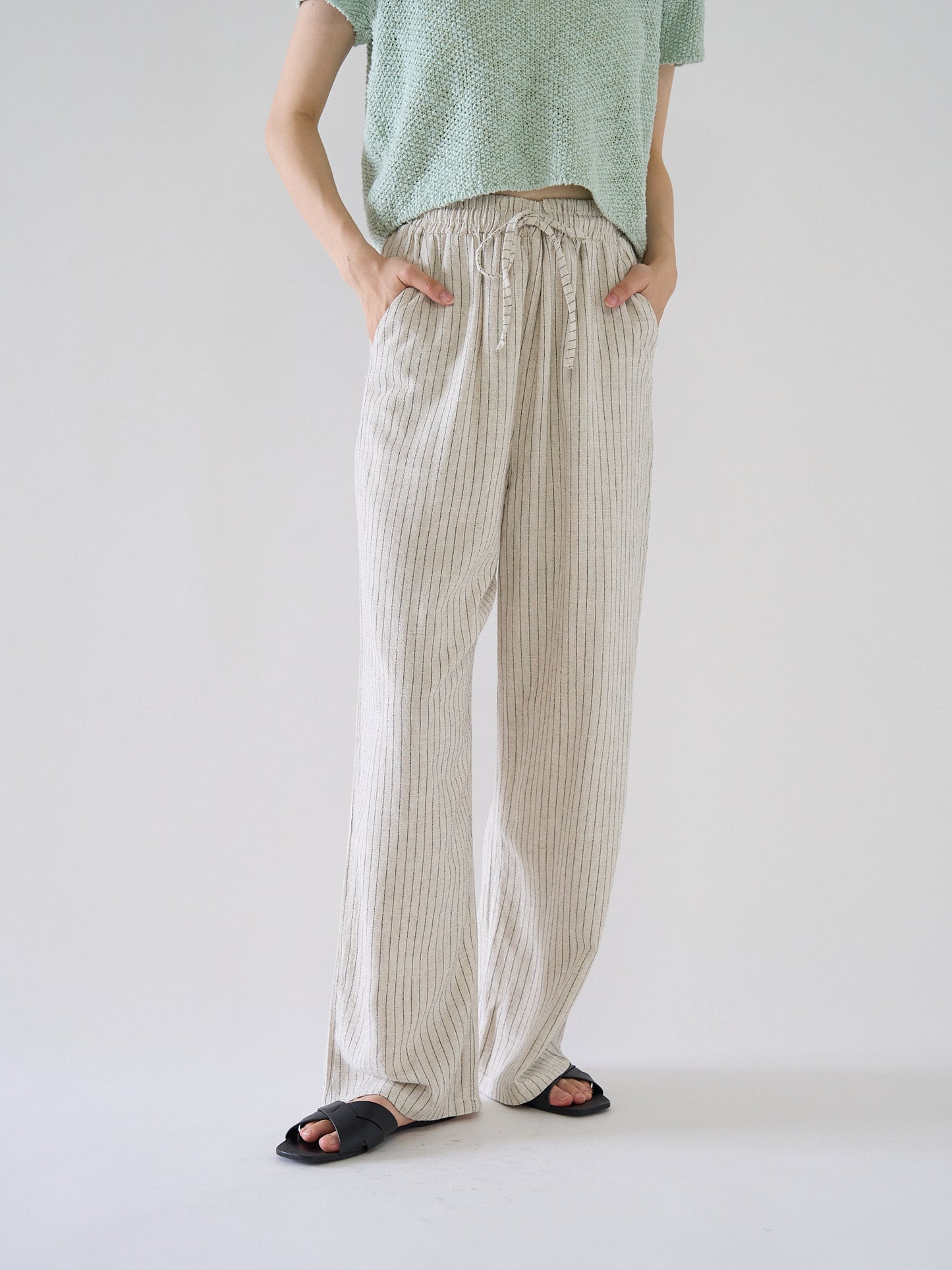 stripe linen pants