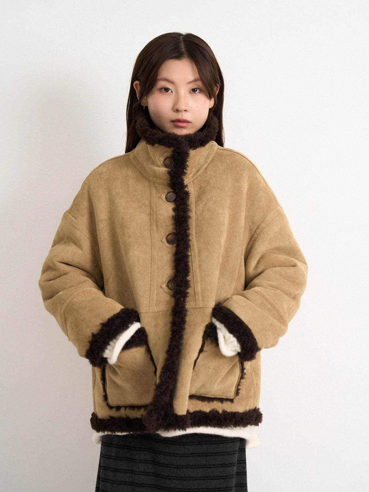 reversible mouton jacket