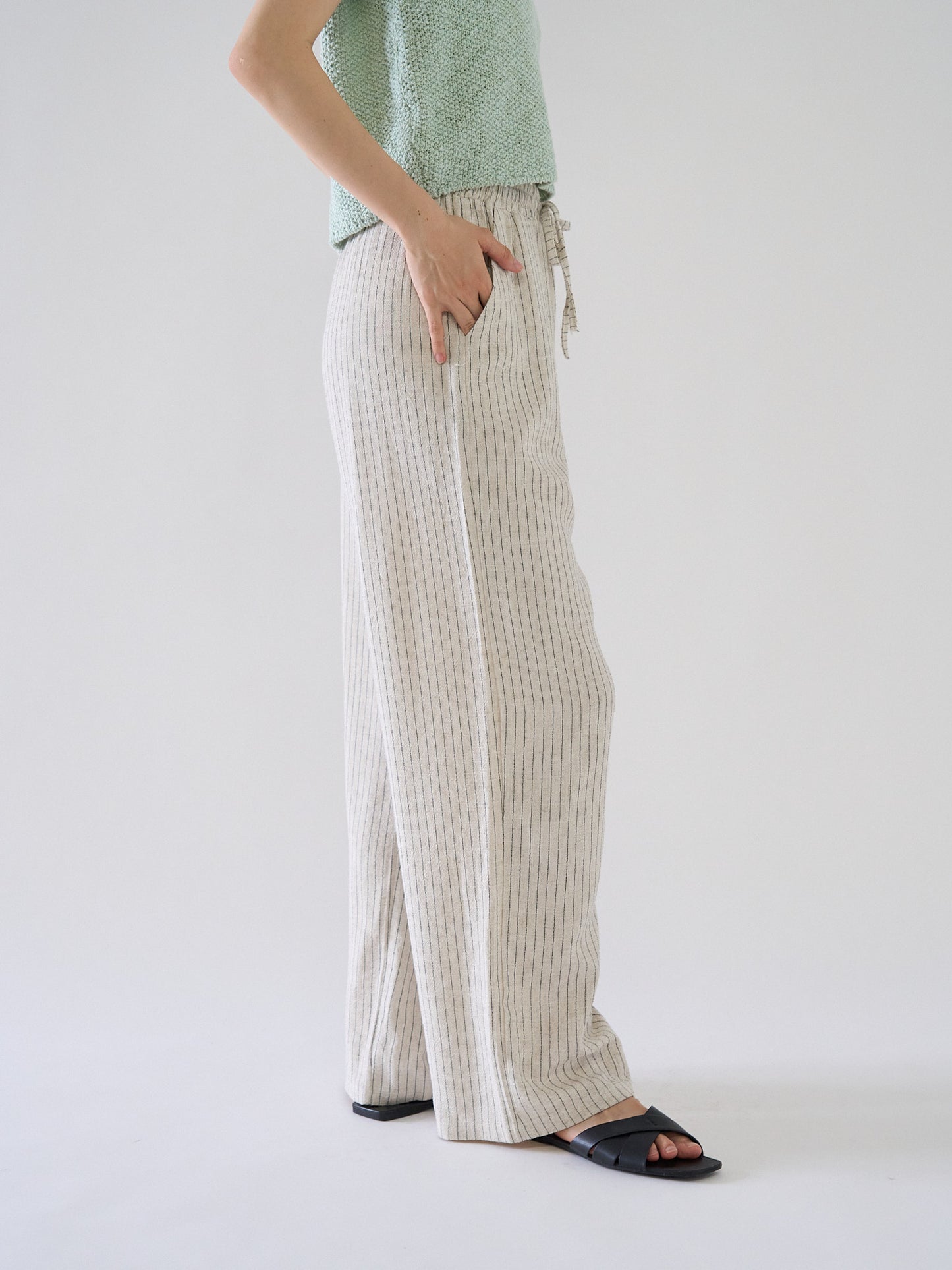 stripe linen pants