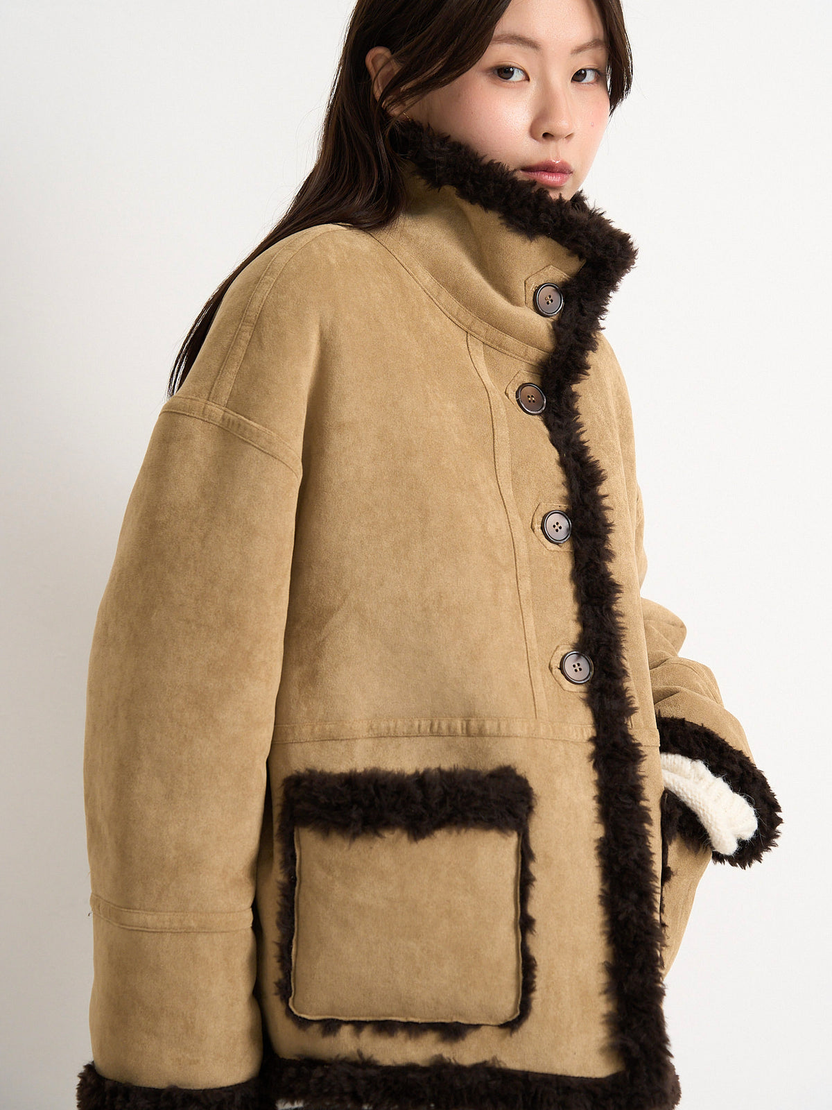 reversible mouton jacket