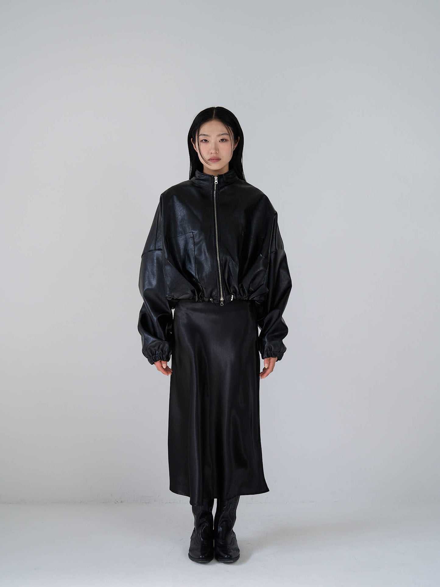 leather zip jacket
