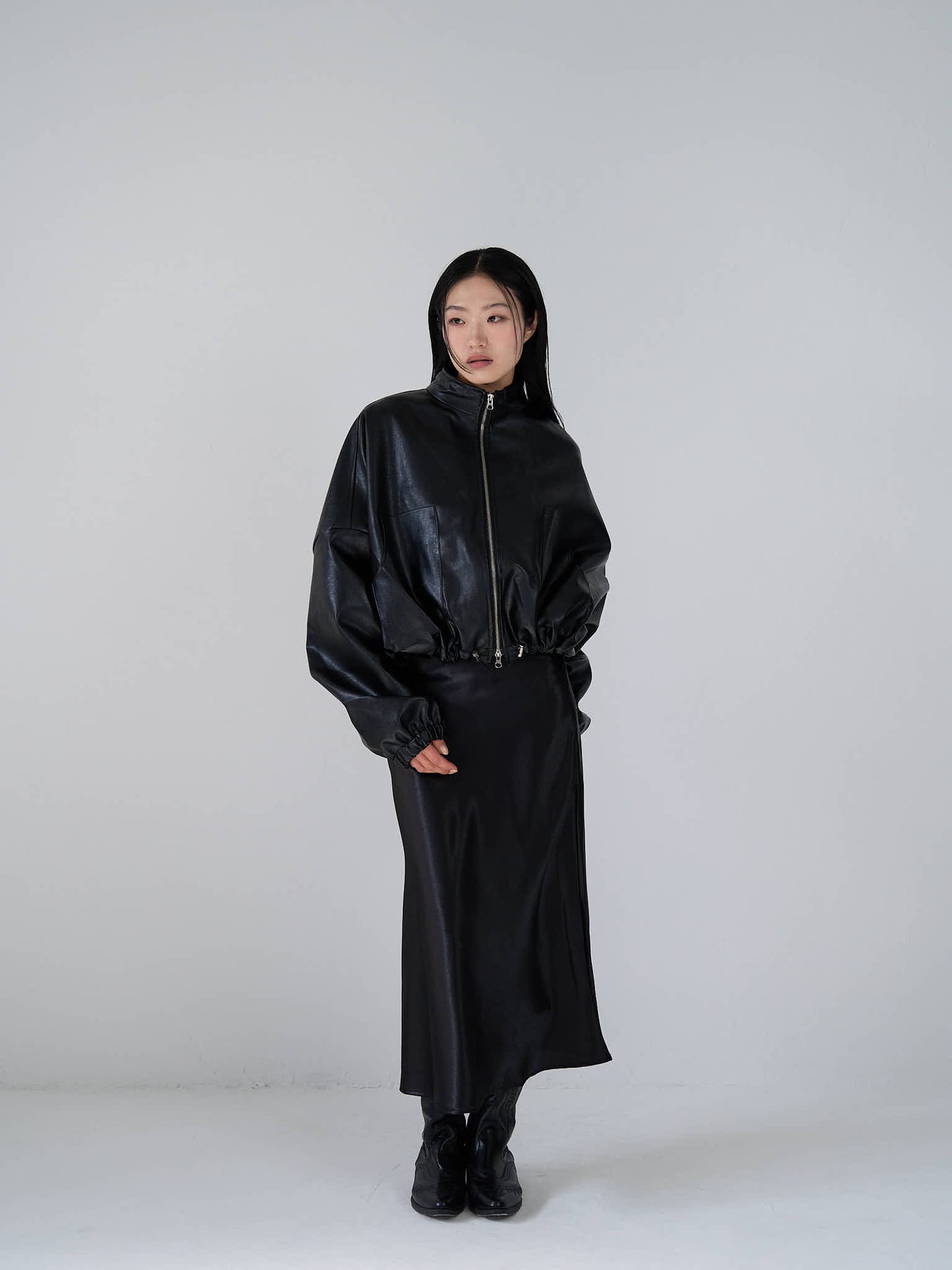 leather zip jacket