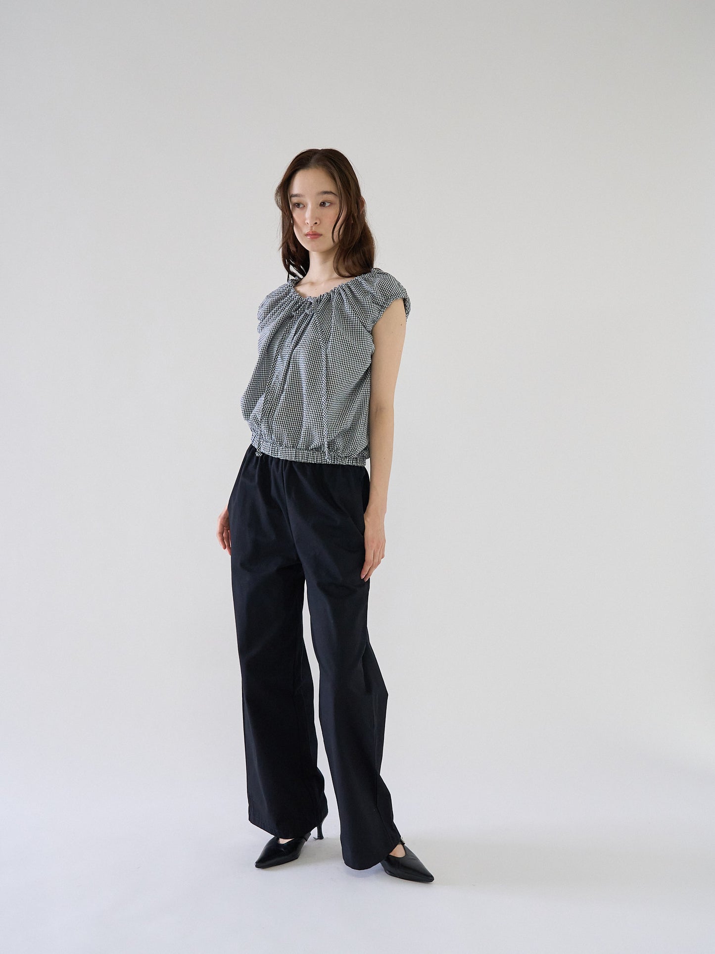 shirring sleeveless blouse