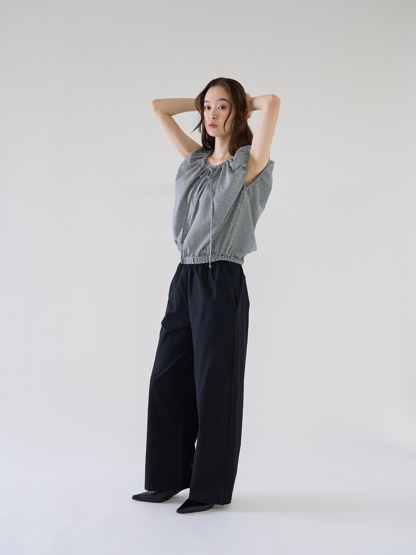 shirring sleeveless blouse