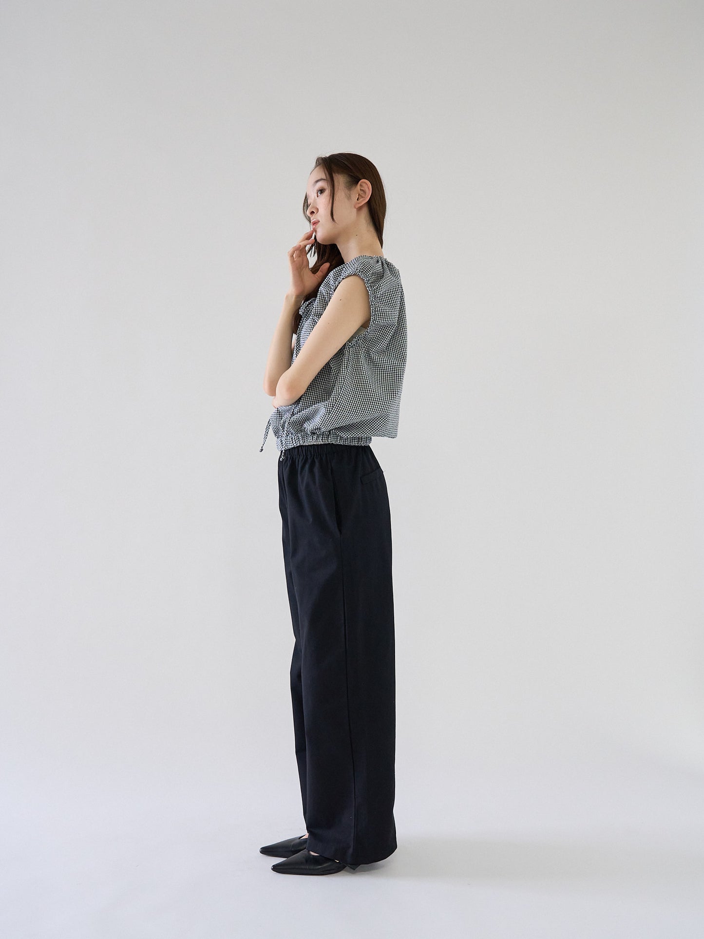 shirring sleeveless blouse