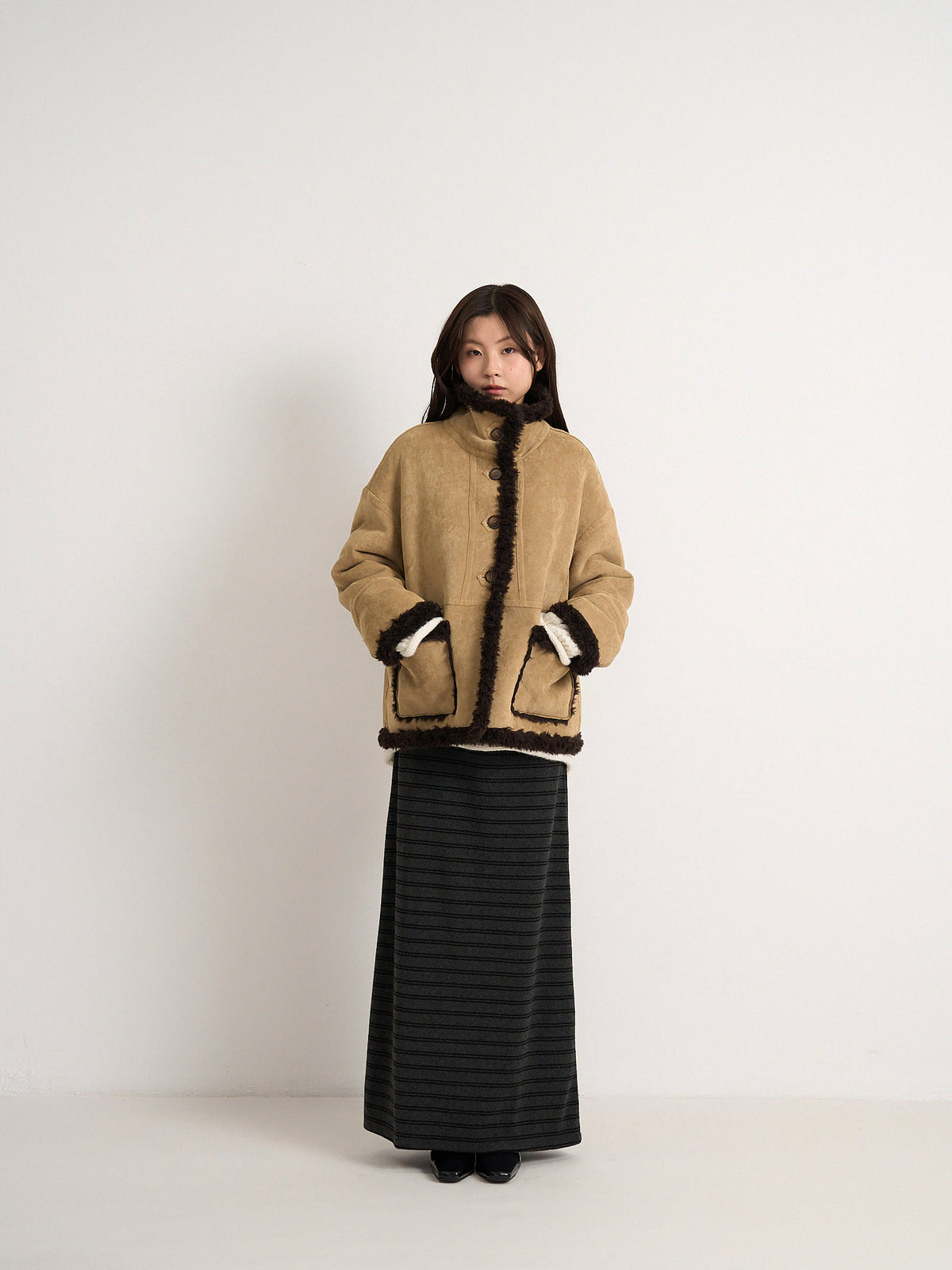 reversible mouton jacket