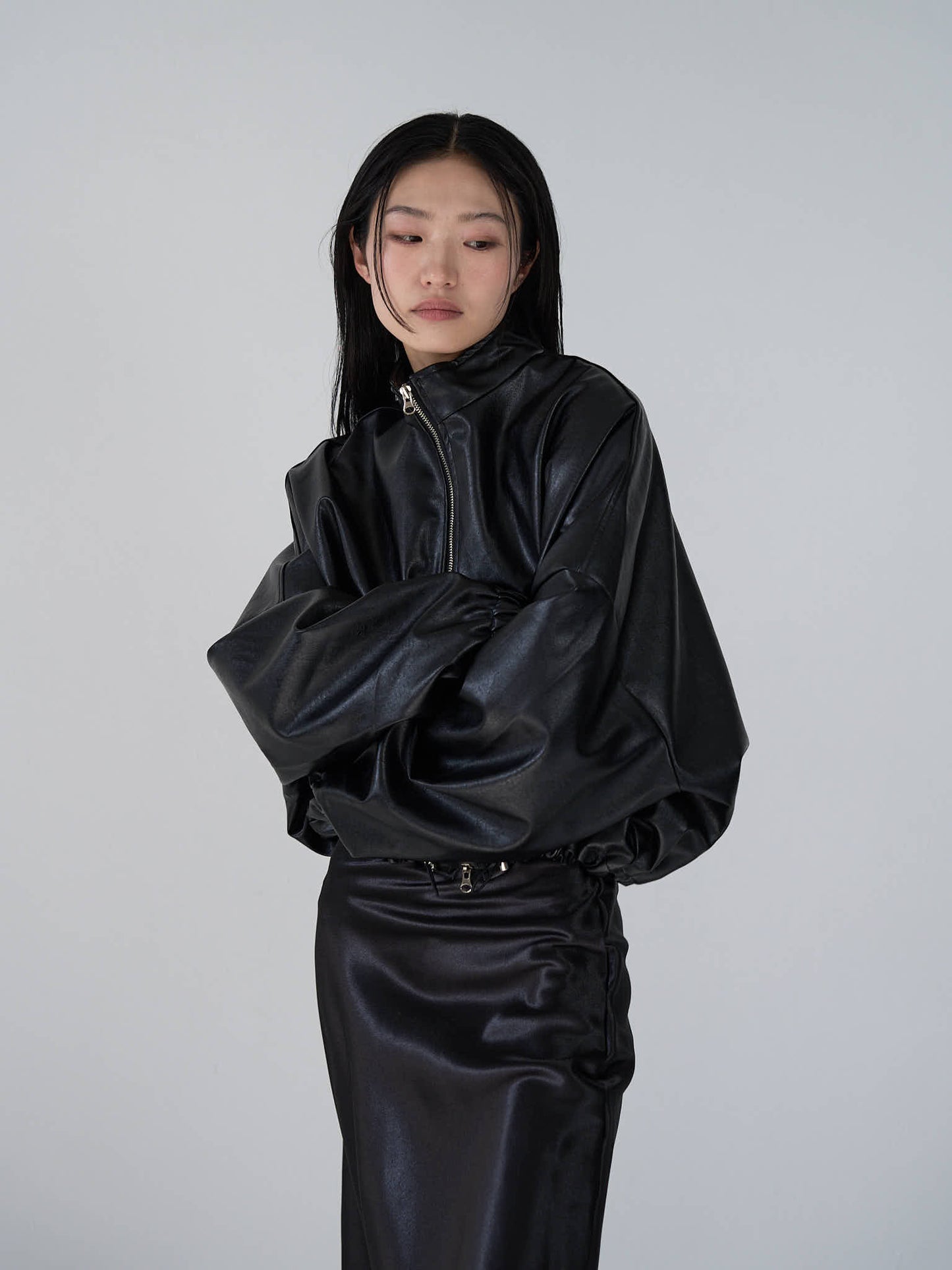 leather zip jacket