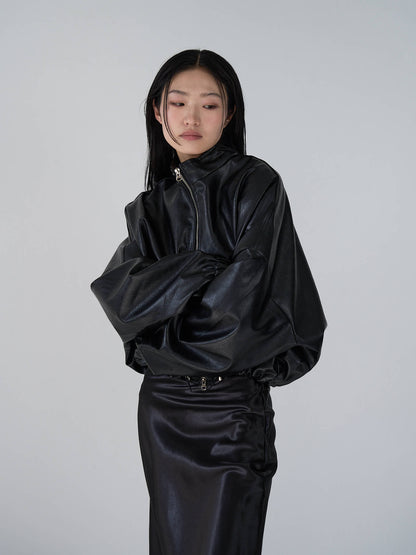 leather zip jacket