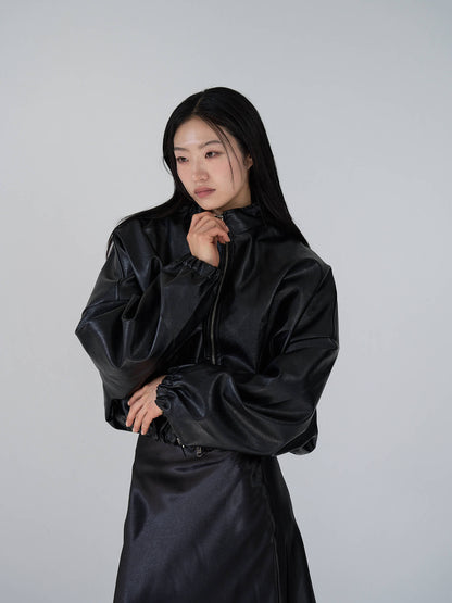 leather zip jacket