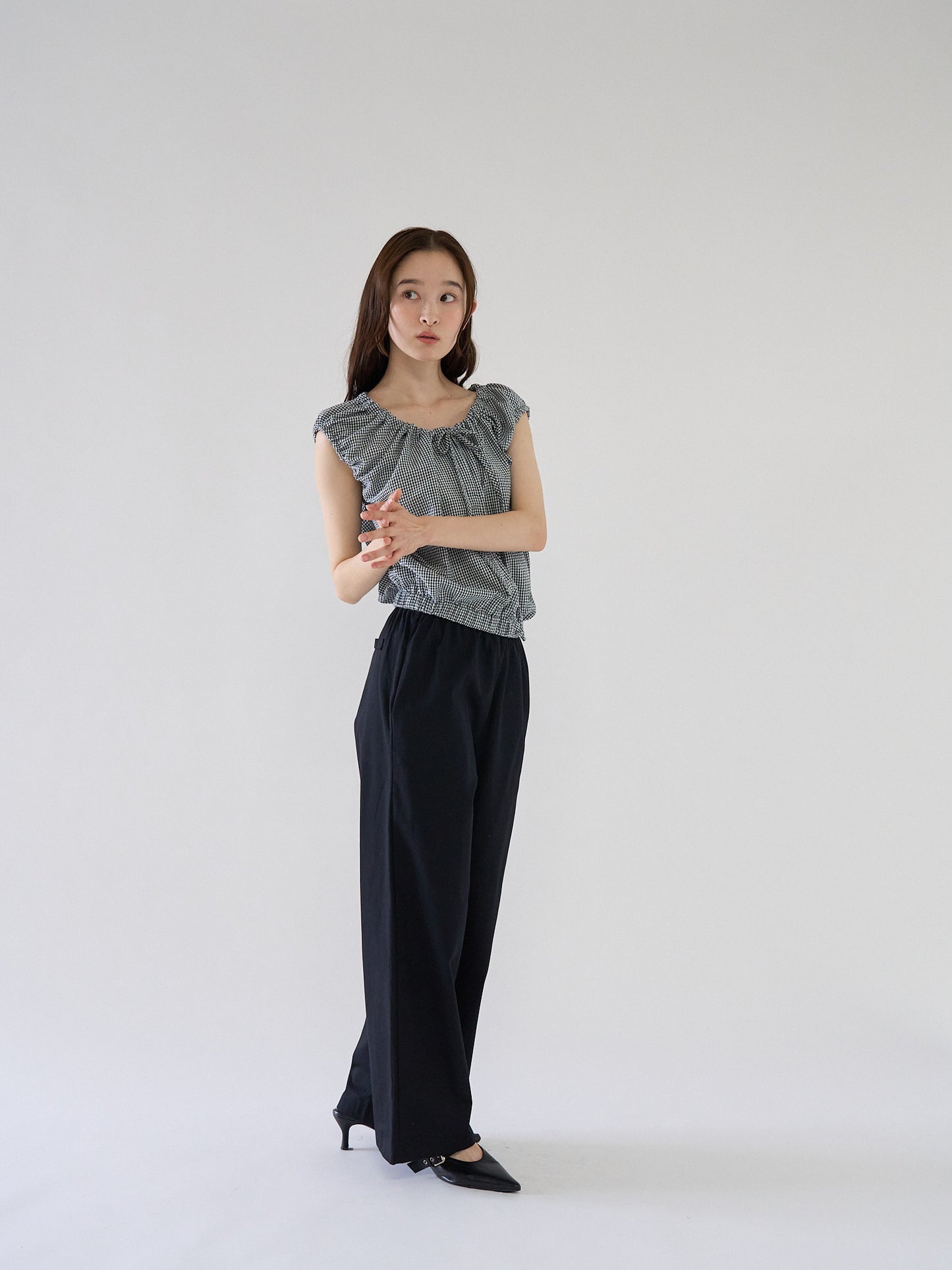 shirring sleeveless blouse