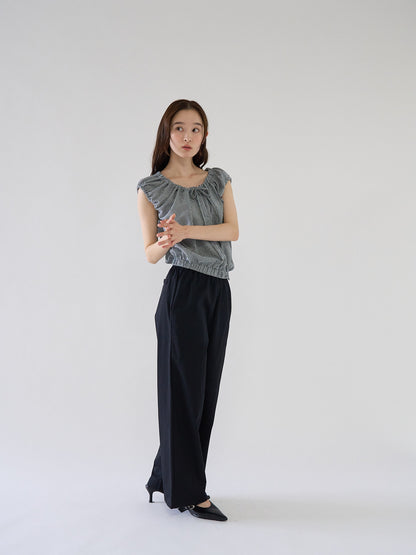 shirring sleeveless blouse