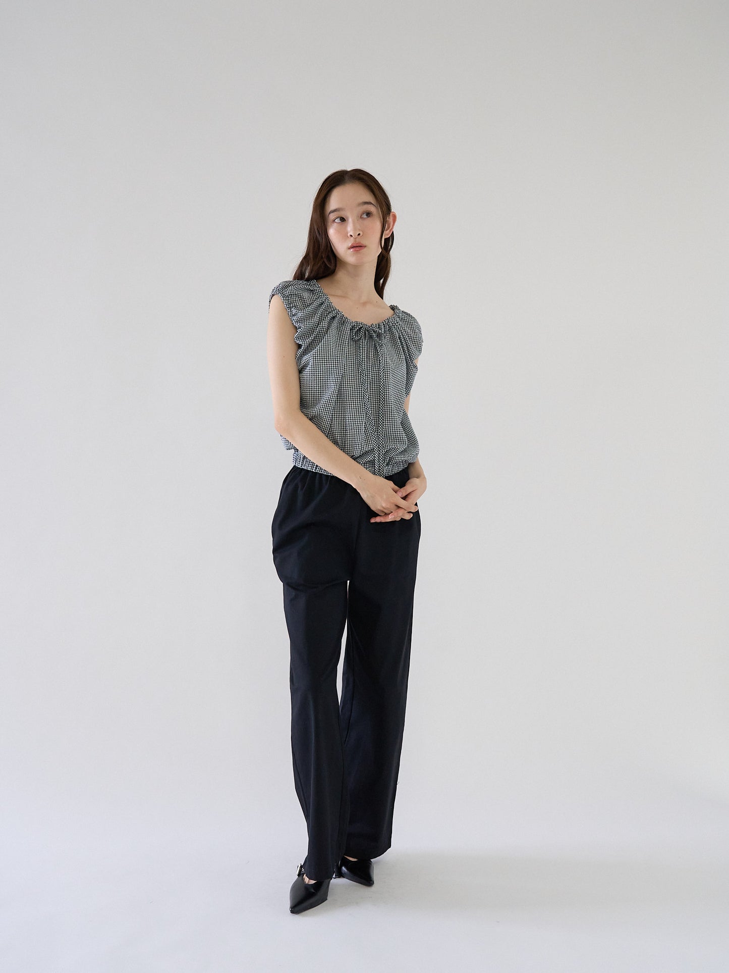 shirring sleeveless blouse