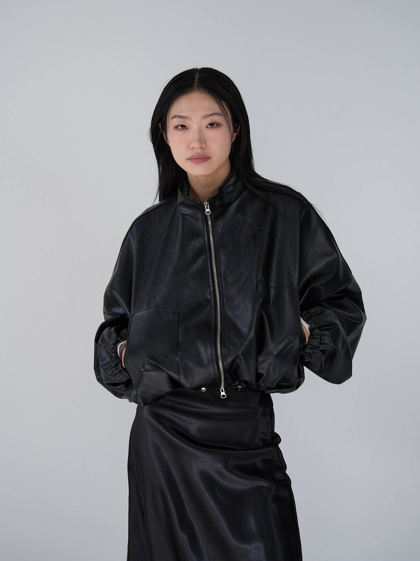 leather zip jacket