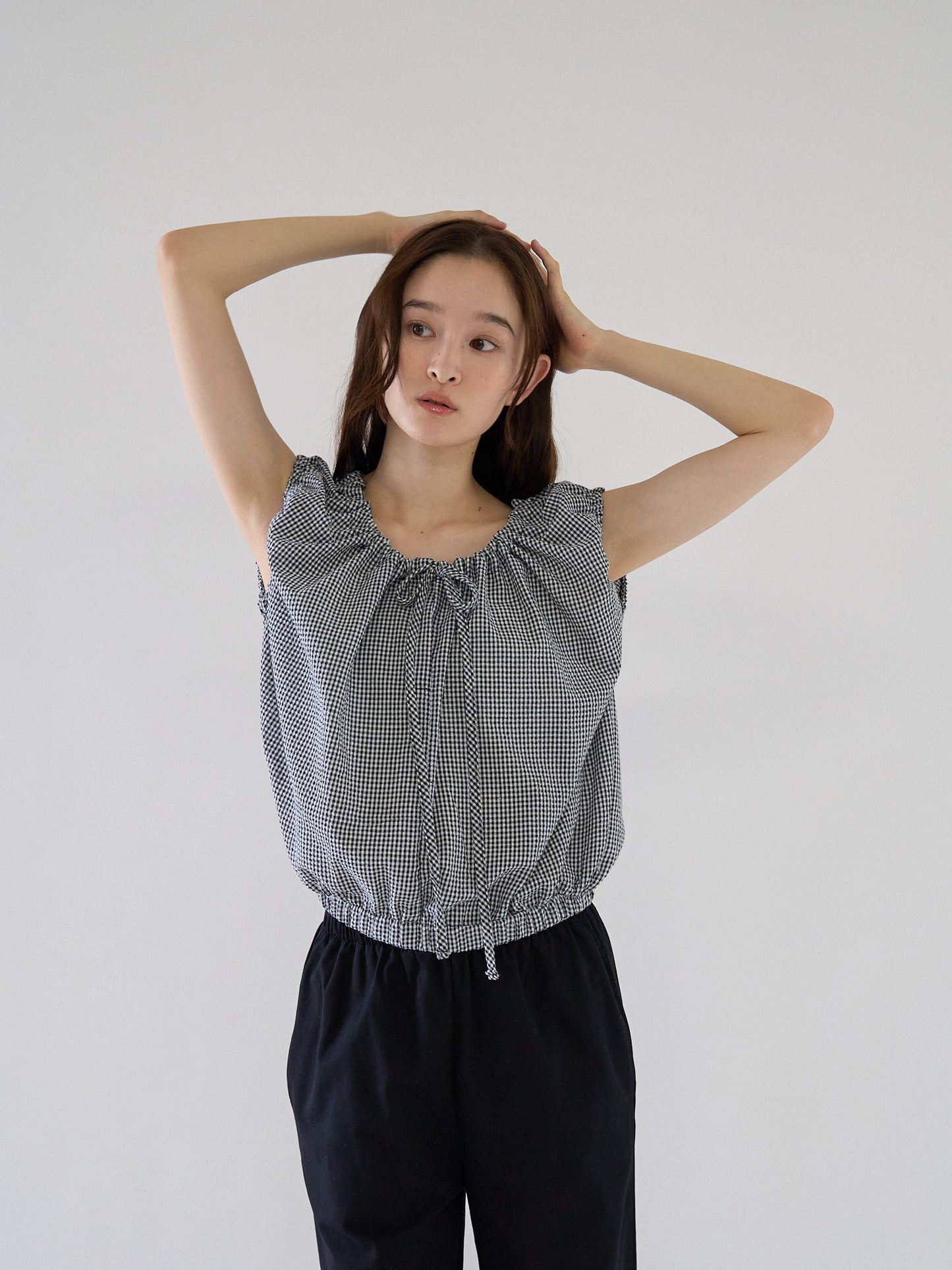 shirring sleeveless blouse