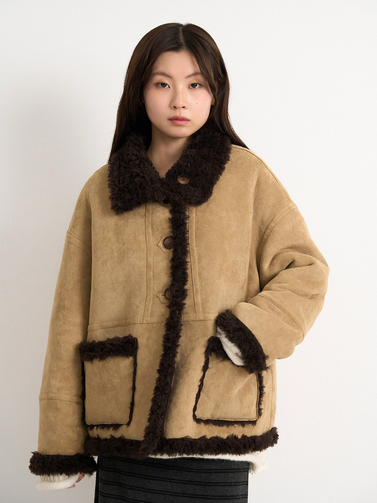 reversible mouton jacket