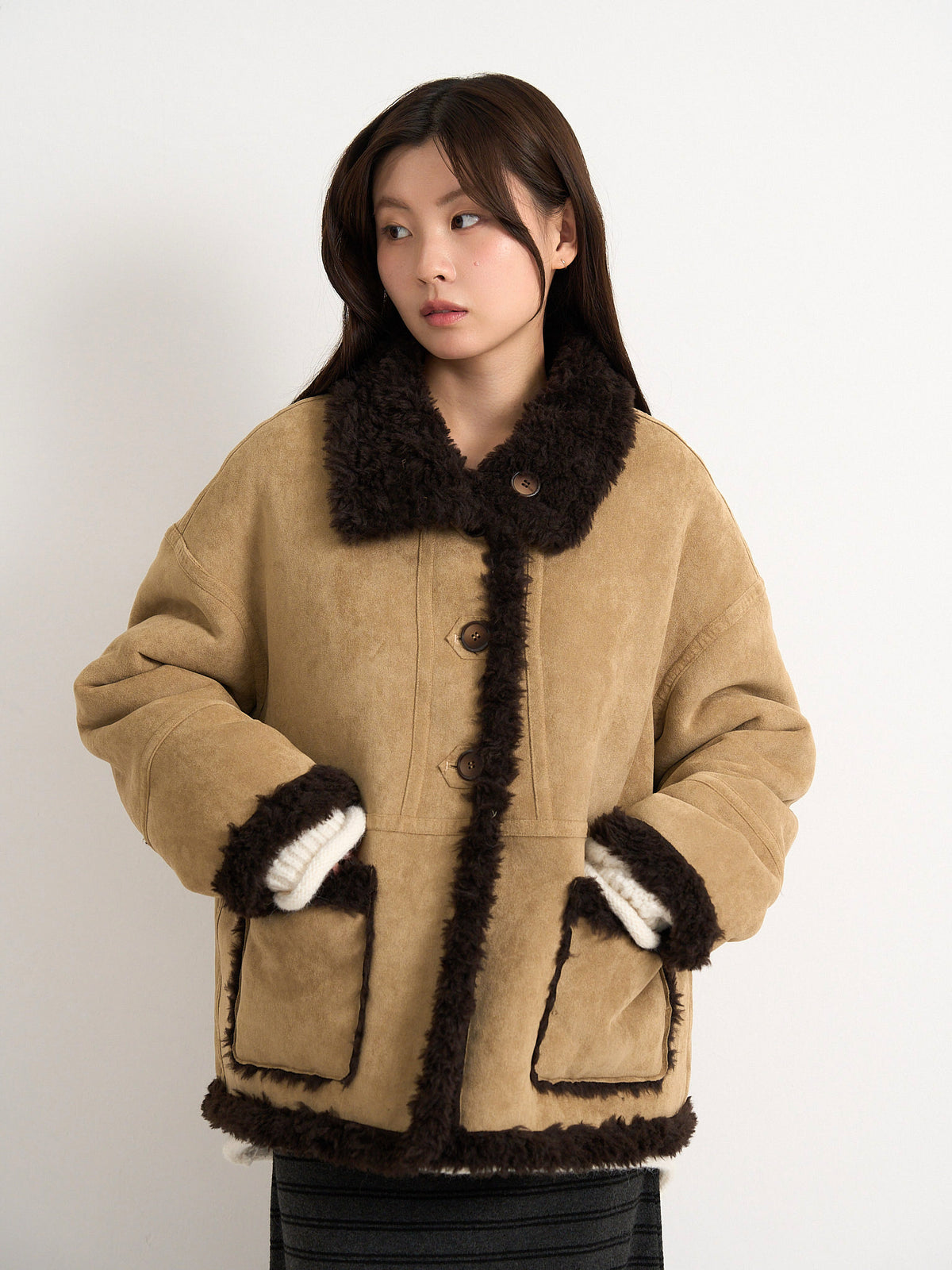 reversible mouton jacket