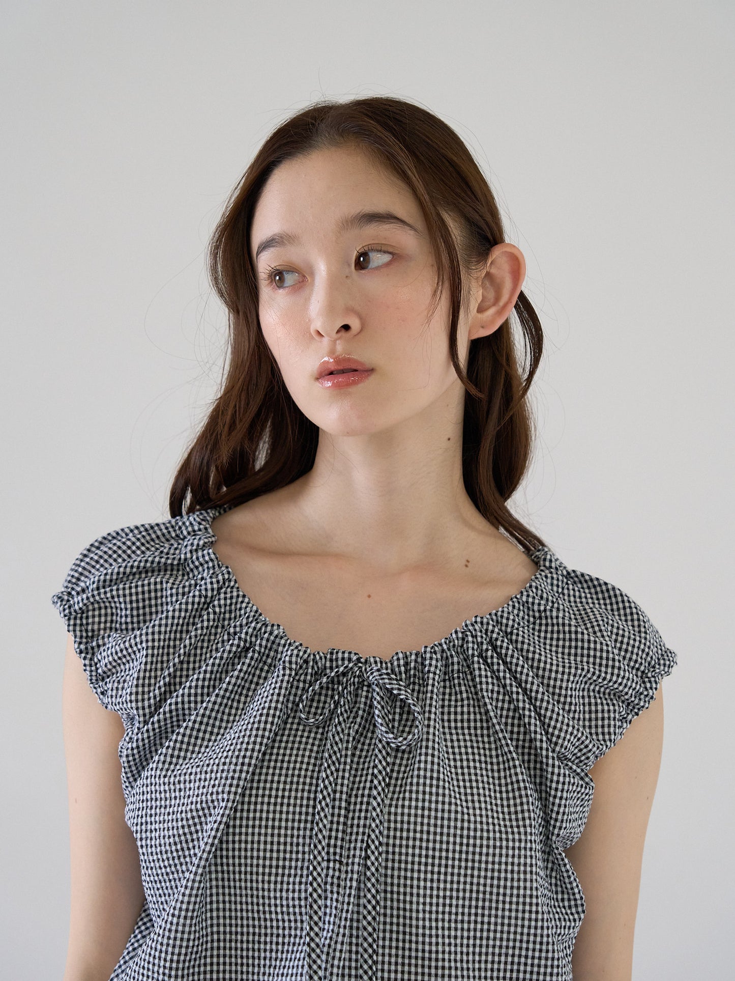 shirring sleeveless blouse