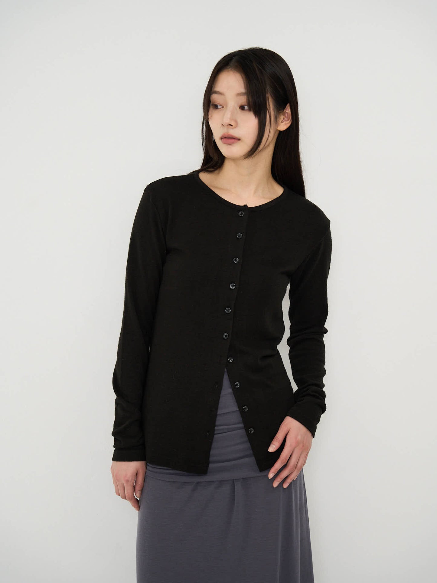 minimal button cardigan