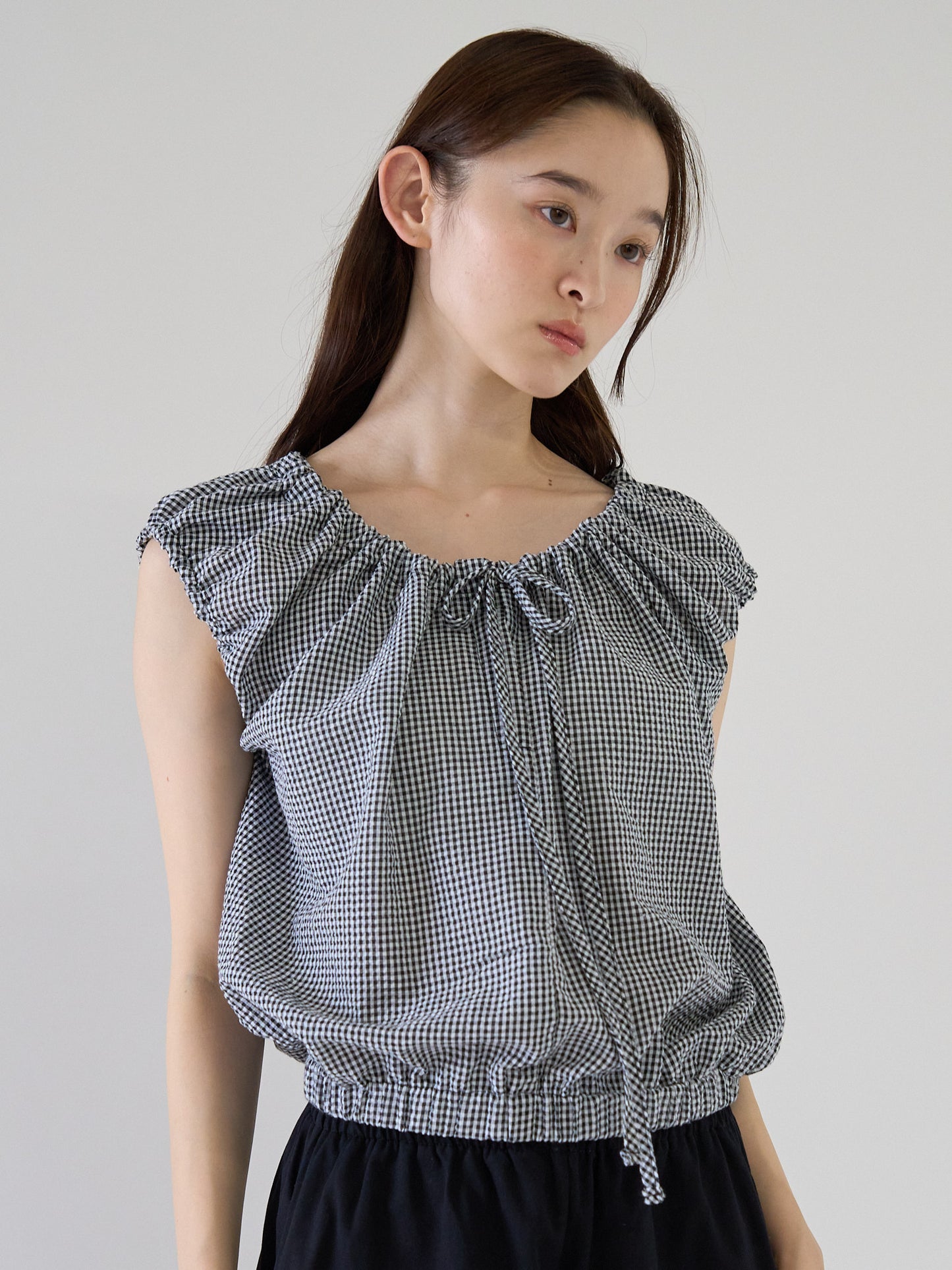 shirring sleeveless blouse