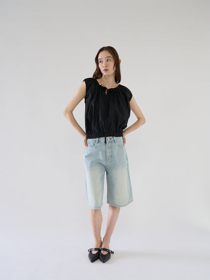 shirring sleeveless blouse