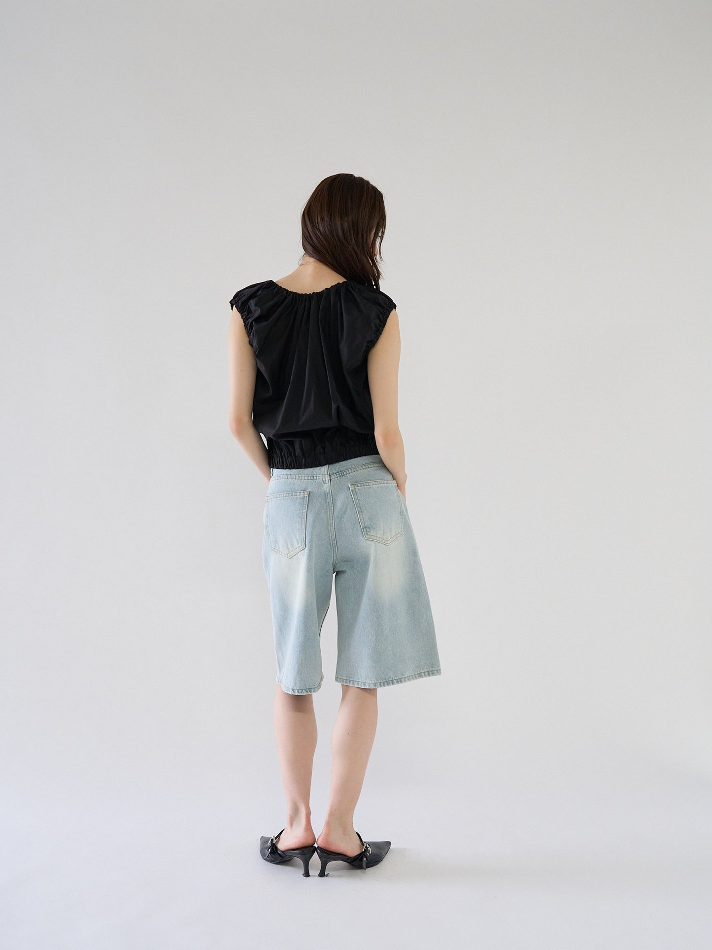 shirring sleeveless blouse