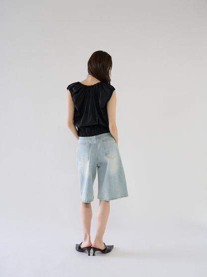 shirring sleeveless blouse