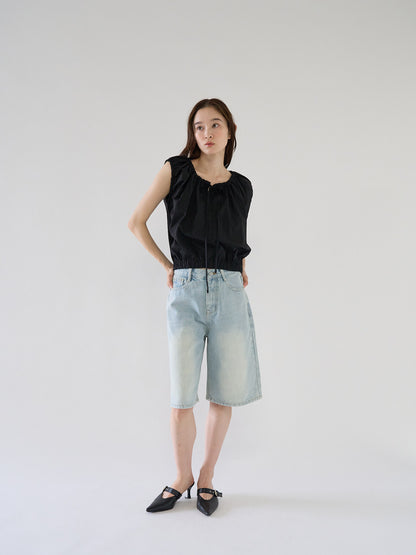 shirring sleeveless blouse