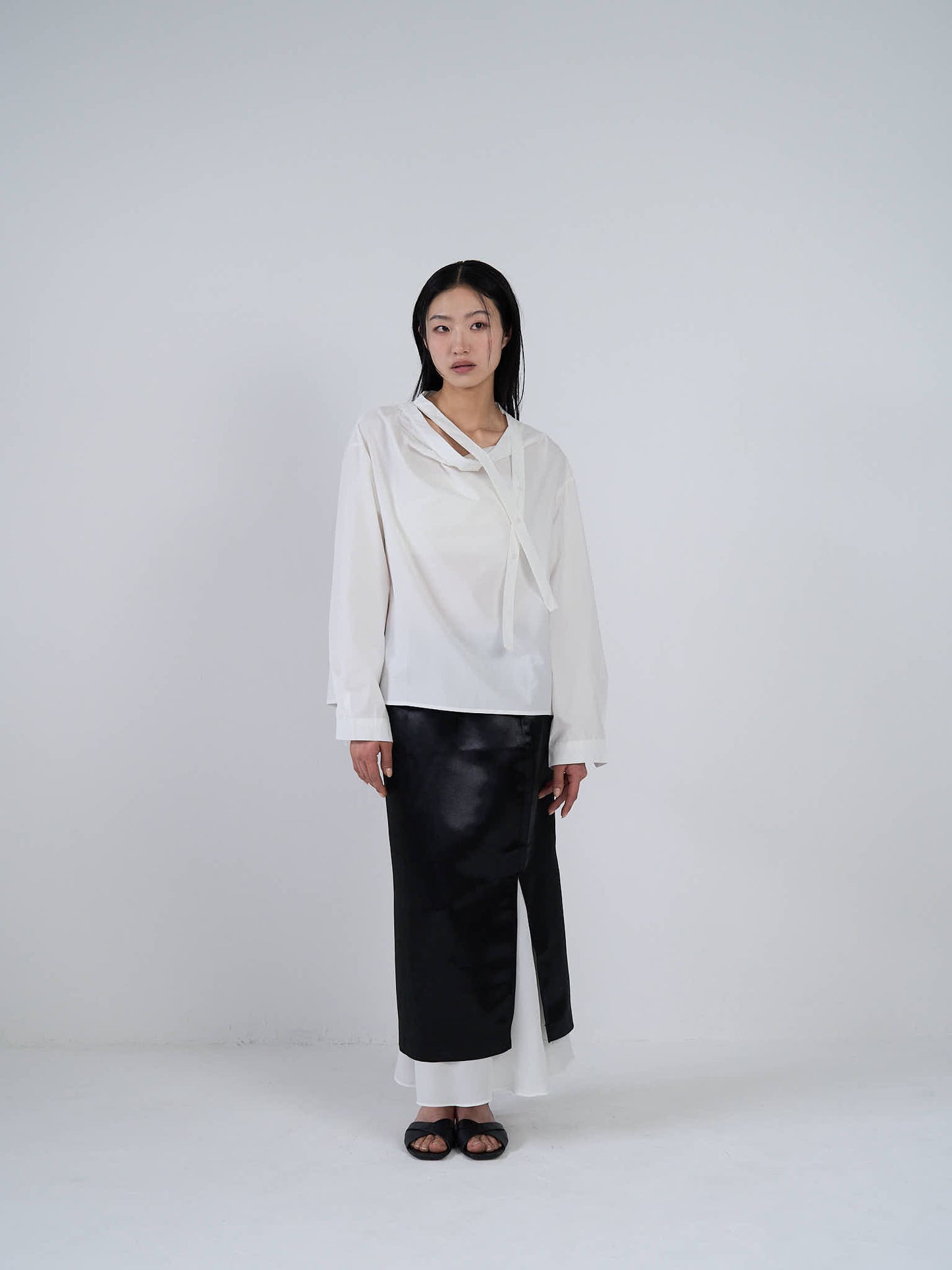 satin slit skirt