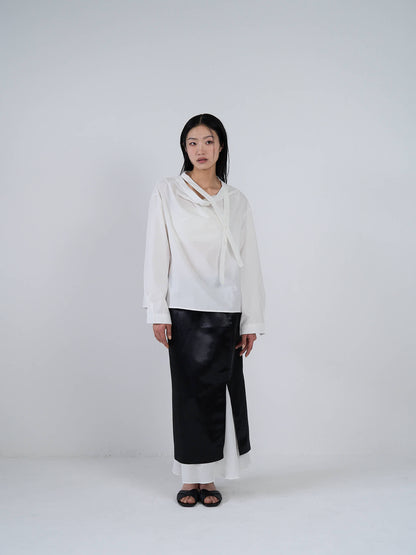 satin slit skirt