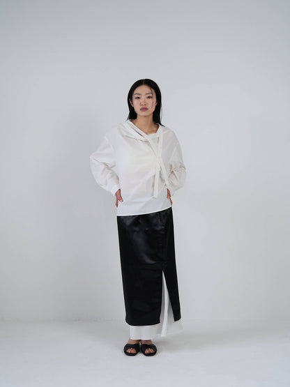satin slit skirt