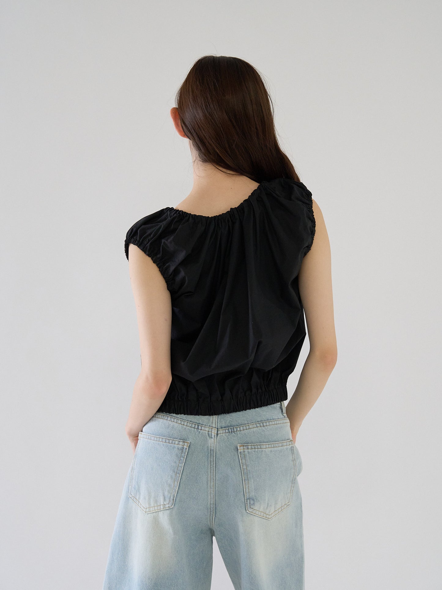 shirring sleeveless blouse