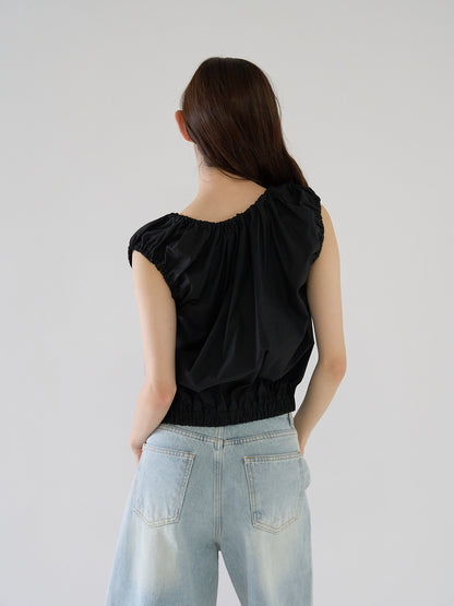 shirring sleeveless blouse