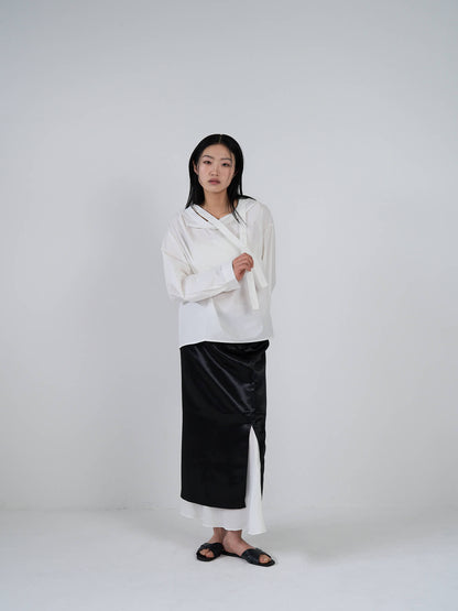satin slit skirt
