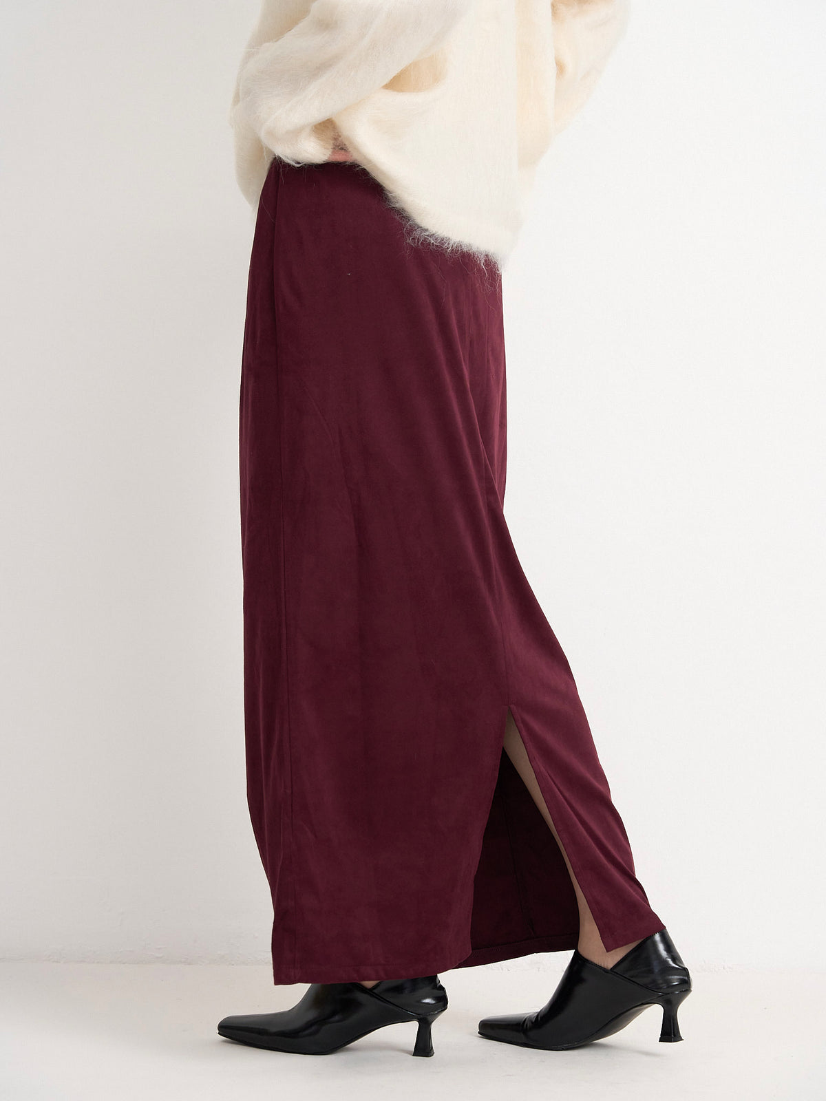 suede color skirt
