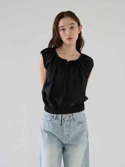 shirring sleeveless blouse