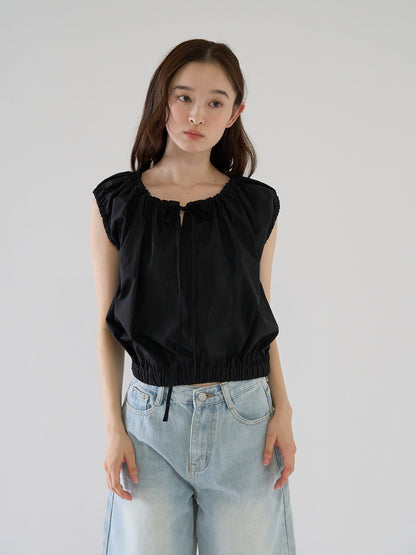 shirring sleeveless blouse