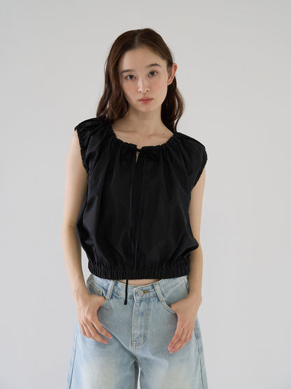 shirring sleeveless blouse