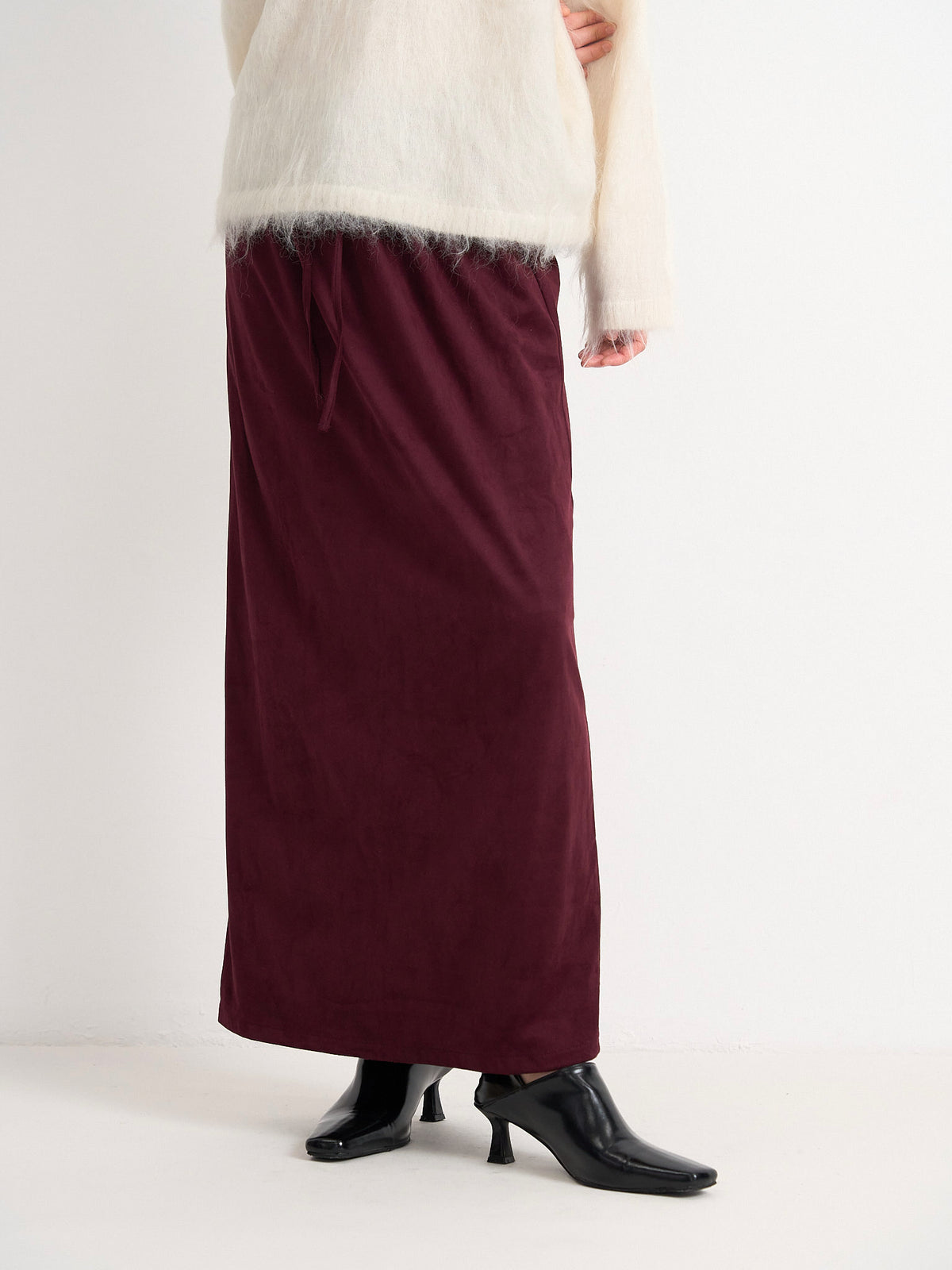 suede color skirt