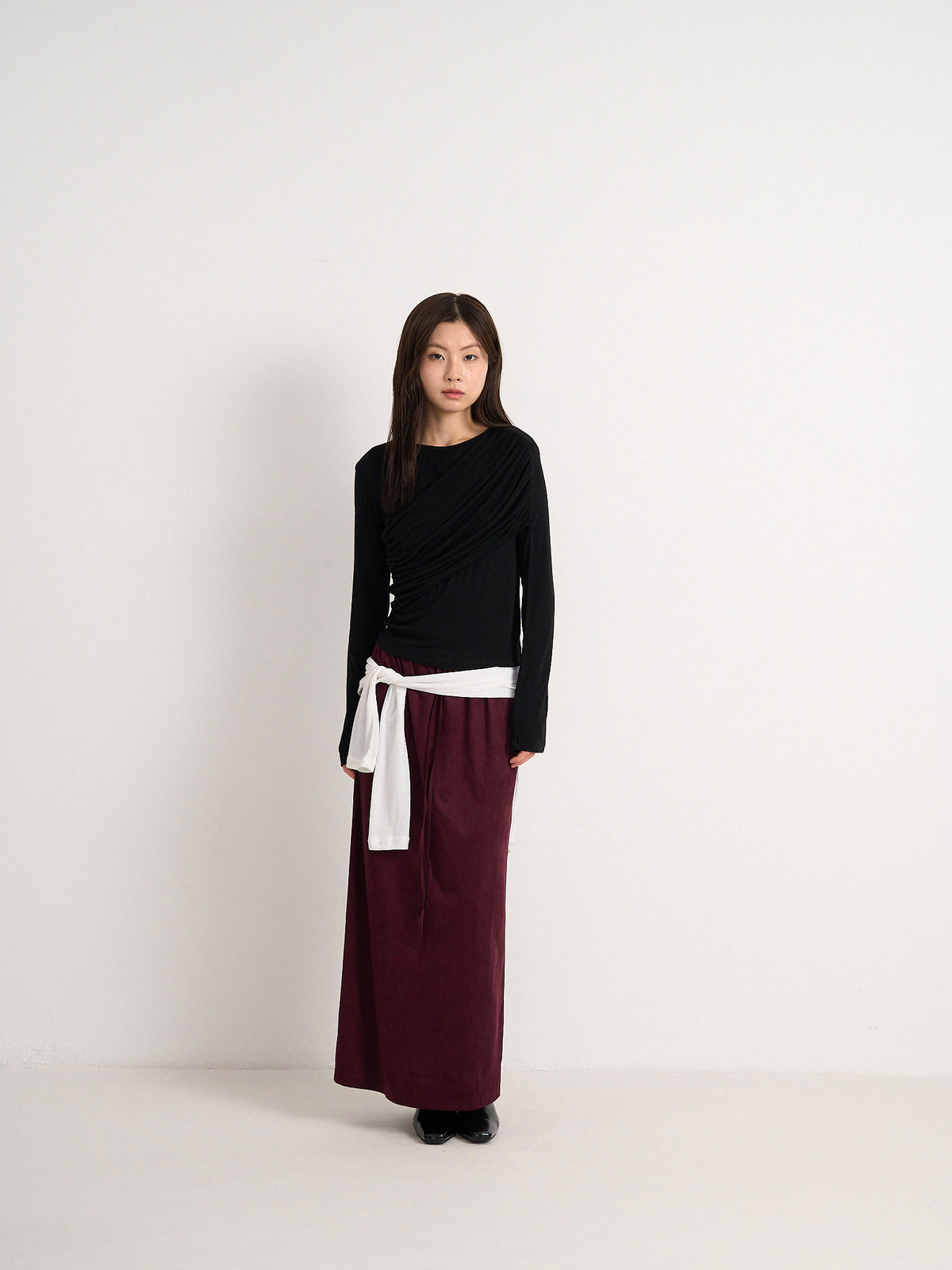 suede color skirt