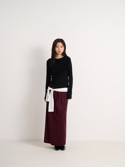 suede color skirt