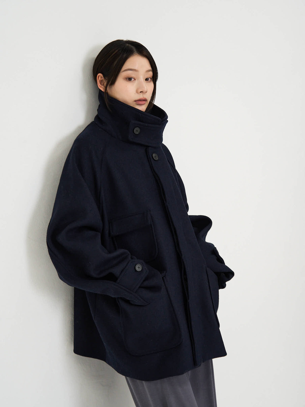 flap pocket wool coat