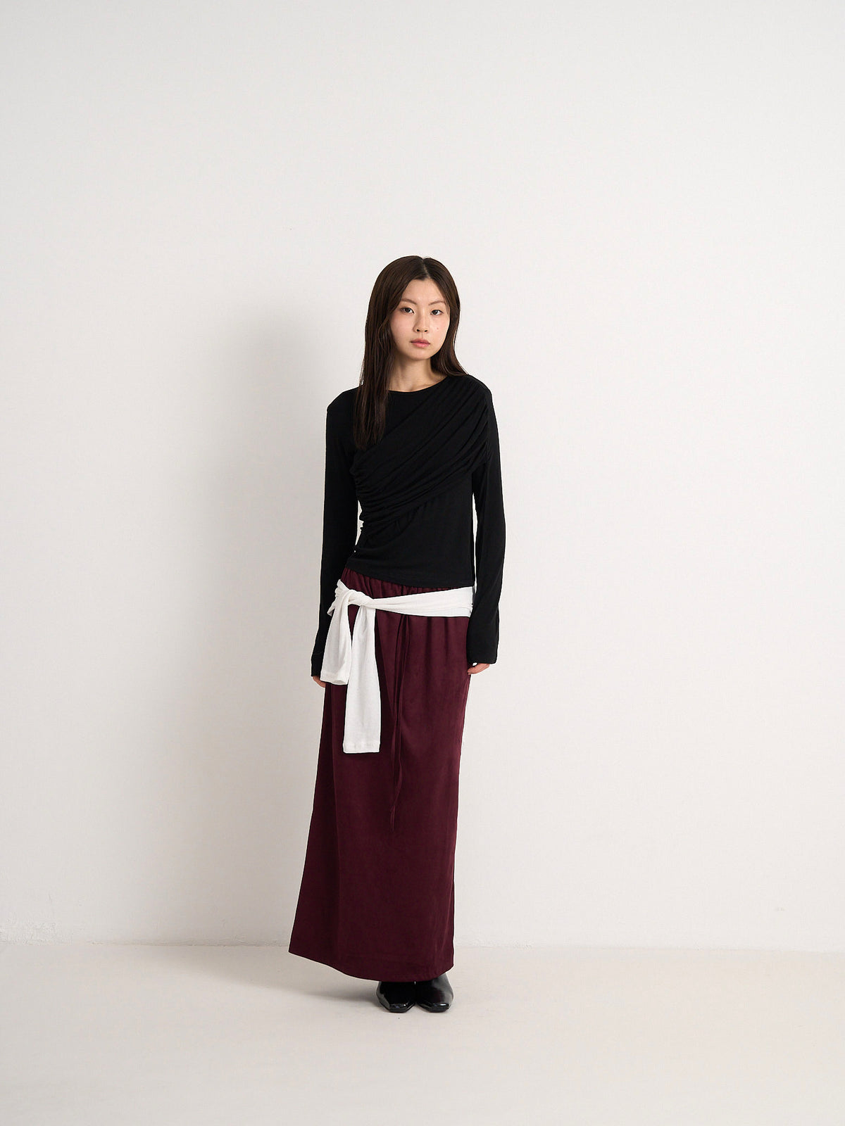 suede color skirt