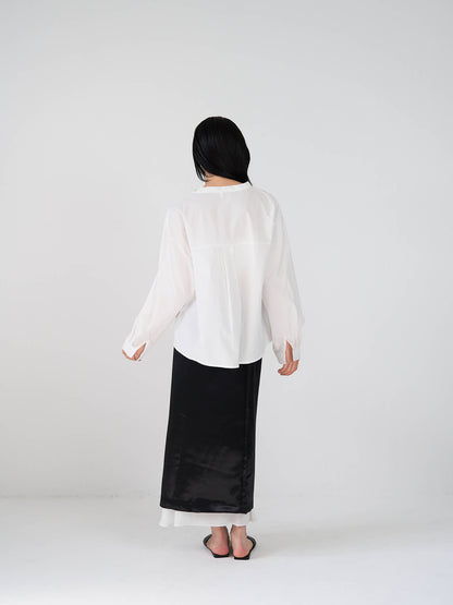 satin slit skirt