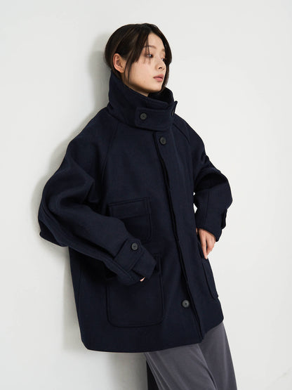 flap pocket wool coat