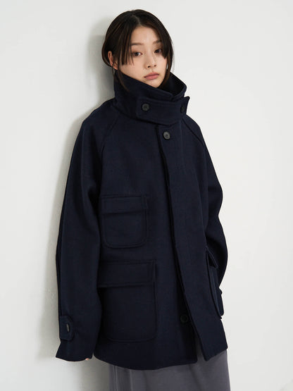 flap pocket wool coat